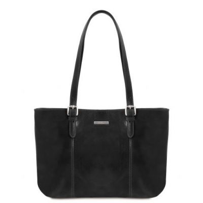 Tuscany Leather Annalisa Shopping Bag With Two Handles Black