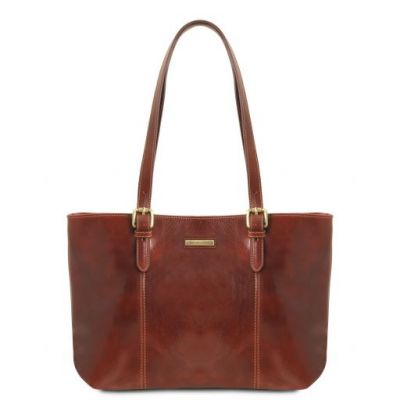 Tuscany Leather Annalisa Shopping Bag With Two Handles Brown