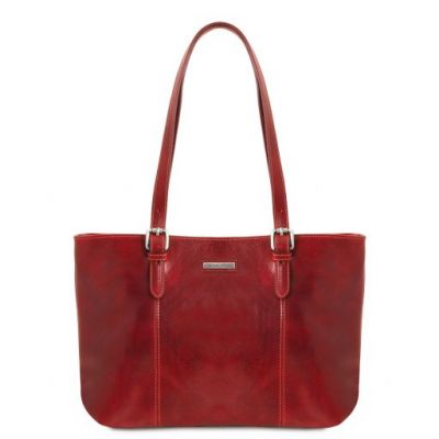 Tuscany Leather Annalisa Shopping Bag With Two Handles Red