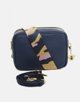 Alice Wheeler London Soho Dual Compartment Camera Cross Body Bag Navy (Pattern Strap)