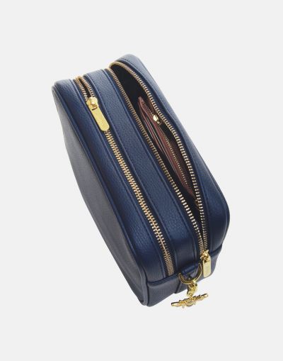 Alice Wheeler London Soho Dual Compartment Camera Cross Body Bag Navy (Stripe Strap) #2