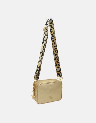 Alice Wheeler London Soho Dual Compartment Camera Cross Body Bag Gold (Pattern Strap) #2