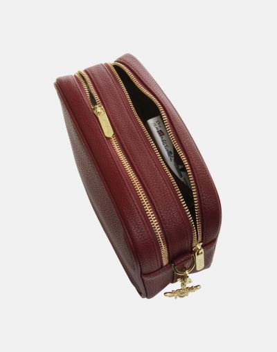 Alice Wheeler London Soho Dual Compartment Camera Cross Body Bag Plum (Stripe Strap) #2