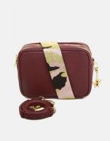 Alice Wheeler London Soho Dual Compartment Camera Cross Body Bag Plum (Pattern Strap)