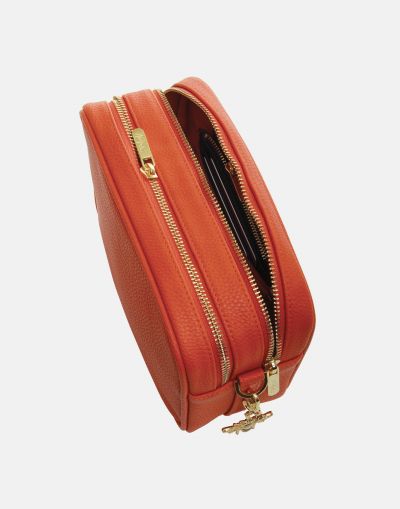 Alice Wheeler London Soho Dual Compartment Camera Cross Body Bag Orange (Stripe Strap) #2