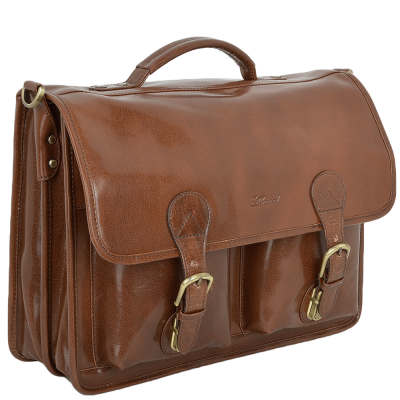 Ashwood Chelsea Double Gusset Laptop Briefcase in Chestnut #2