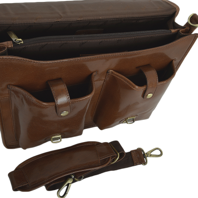 Ashwood Chelsea Double Gusset Laptop Briefcase in Chestnut #6