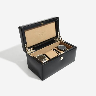 Dulwich Designs Windsor Black Leather 3 Piece Watch Box #2