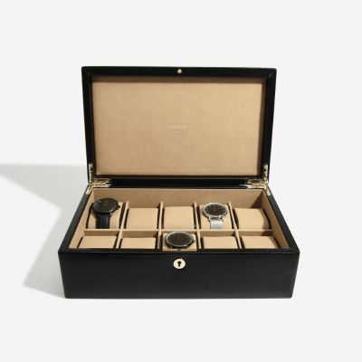 Dulwich Black Leather 10 Piece Watch Box