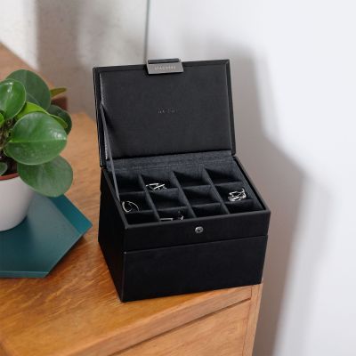 Stackers Mini Watch & Cufflink Box Black #2