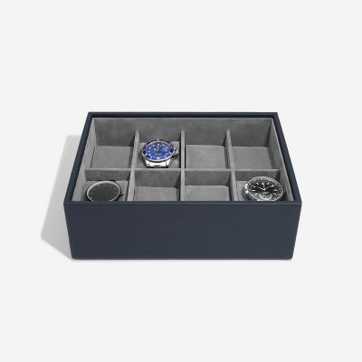 Stackers 8 Piece Watch Box & Acrylic Lid Navy Blue #5