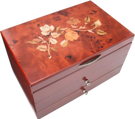 Mele & Co Abi Floral Walnut Dark Rose Jewellery Case #2
