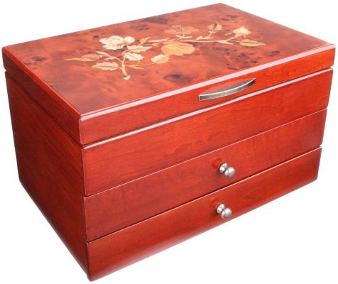 Mele & Co Abi Floral Walnut Dark Rose Jewellery Case