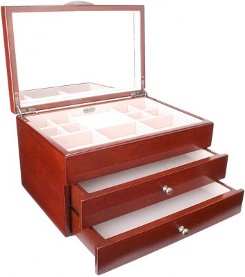 Mele & Co Abi Floral Walnut Dark Rose Jewellery Case #3