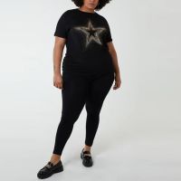 H Mcilroy London Curve Diamante Star Oversized Top Black (Online Exclusive)