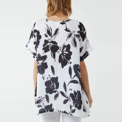 H Mcilroy London Hawaiian Floral Print Top in White #2