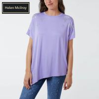 H Mcilroy London Asymmetric Diamante Star Top in Lilac