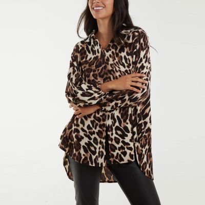 H Mcilroy London Animal Print Asymmetric Hem Blouse