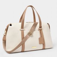 Katie Loxton Amalfi Canvas Weekend Bag in White & Soft Tan