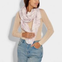 Katie Loxton Line Floral Scarf in Lilac & Silver
