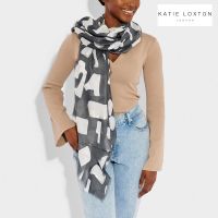 Katie Loxton Abstract Block Scarf in Navy and Silver