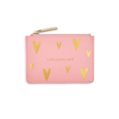Katie Loxton Gold Print Card Holder Live Love Sparkle Pink #1