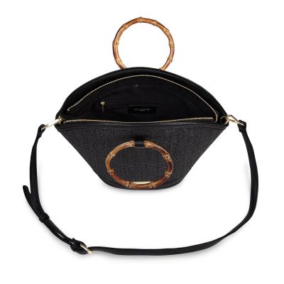 Katie Loxton Capri Straw Round Handle Bag Black #2