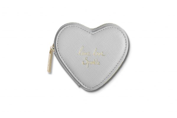Katie Loxton Heart Coin Purse Live Love Sparkle Grey