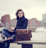 Plevier Vintage London Leren Laptop Bag 15.6 Inch Brown