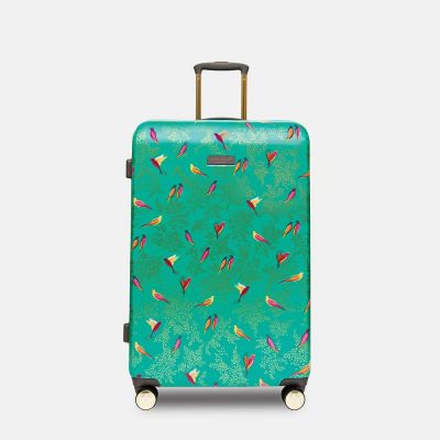 Sara Miller Birds Large Suitcase Green