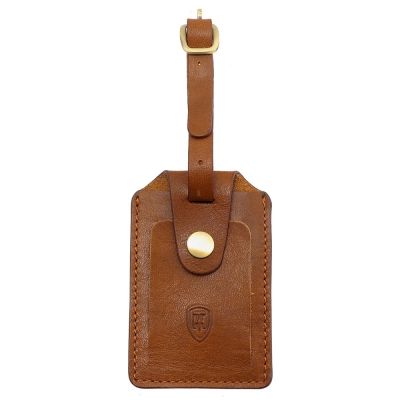 Tumble & Hide Italian Leather Luggage Tag in Cognac