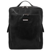 Tuscany Leather Bangkok Large 17" Black Leather Laptop Backpack