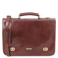 Tuscany Leather Siena Leather Messenger Bag 2 Compartments Brown