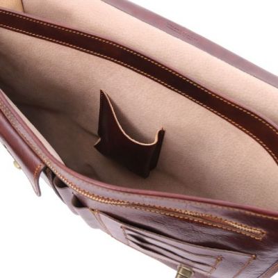 Tuscany Leather Siena Leather Messenger Bag 2 Compartments Brown #7