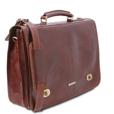 Tuscany Leather Siena Leather Messenger Bag 2 Compartments Dark Brown #3