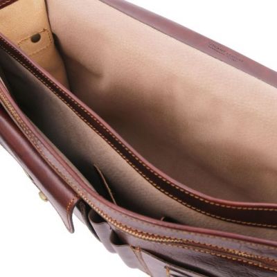 Tuscany Leather Siena Leather Messenger Bag 2 Compartments Dark Brown #9