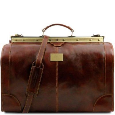 Tuscany Leather Madrid Gladstone Leather Bag Large Size Brown