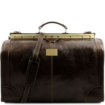 Tuscany Leather Madrid Gladstone Leather Bag Large Size Dark Brown