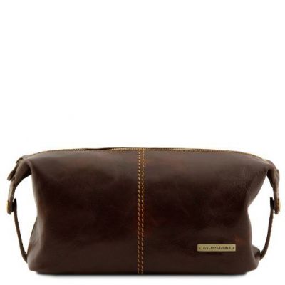 Tuscany Leather Roxy Leather Toilet Bag Dark Brown