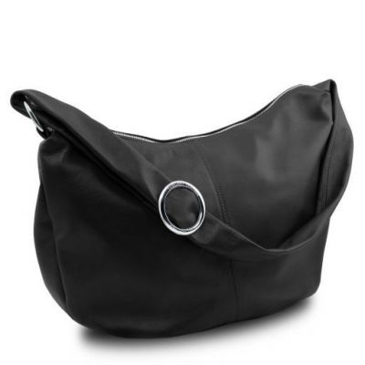 Tuscany Leather YVETTE Soft Leather Hobo Bag Black #2