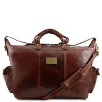 Tuscany Leather Porto Travel Leather Weekender Bag Brown