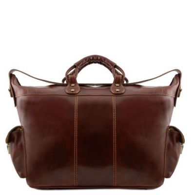 Tuscany Leather Porto Travel Leather Weekender Bag Brown #3