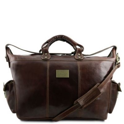 Tuscany Leather Porto Travel Leather Weekender Bag Dark Brown