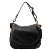 Tuscany Leather Soft Leather Shoulder Bag With Tassel Detail Black