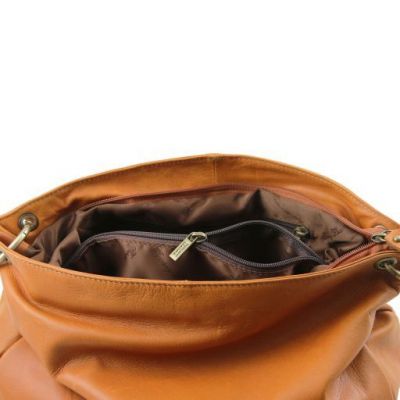 Tuscany Leather Soft Leather Shoulder Bag With Tassel Detail Black #9