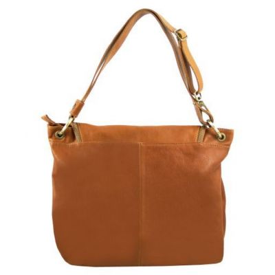 Tuscany Leather Soft Leather Shoulder Bag With Tassel Detail Cognac #6