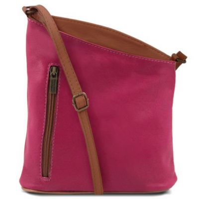 Tuscany Leather Mini Soft Leather Unisex Cross Bag Fuchsia