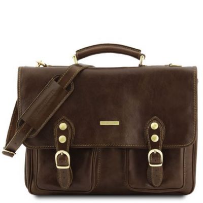 Tuscany Leather Modena Leather Briefcase 2 Compartments Dark Brown #1