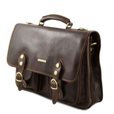 Tuscany Leather Modena Leather Briefcase 2 Compartments Dark Brown #3