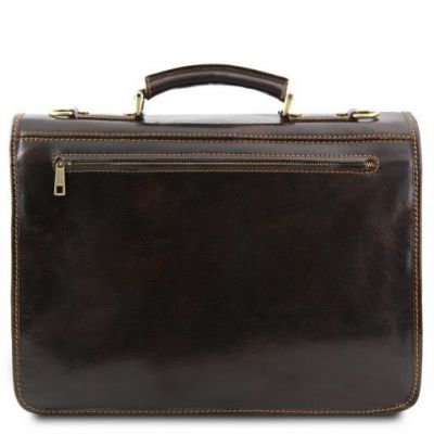 Tuscany Leather Modena Leather Briefcase 2 Compartments Dark Brown #4